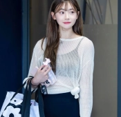 치어리더 김나연 가슴 사복 시스루속 블랙 나시 레깅스