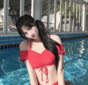 치어리더 박민서 야꼽 빨간 프릴 비키니 가슴골