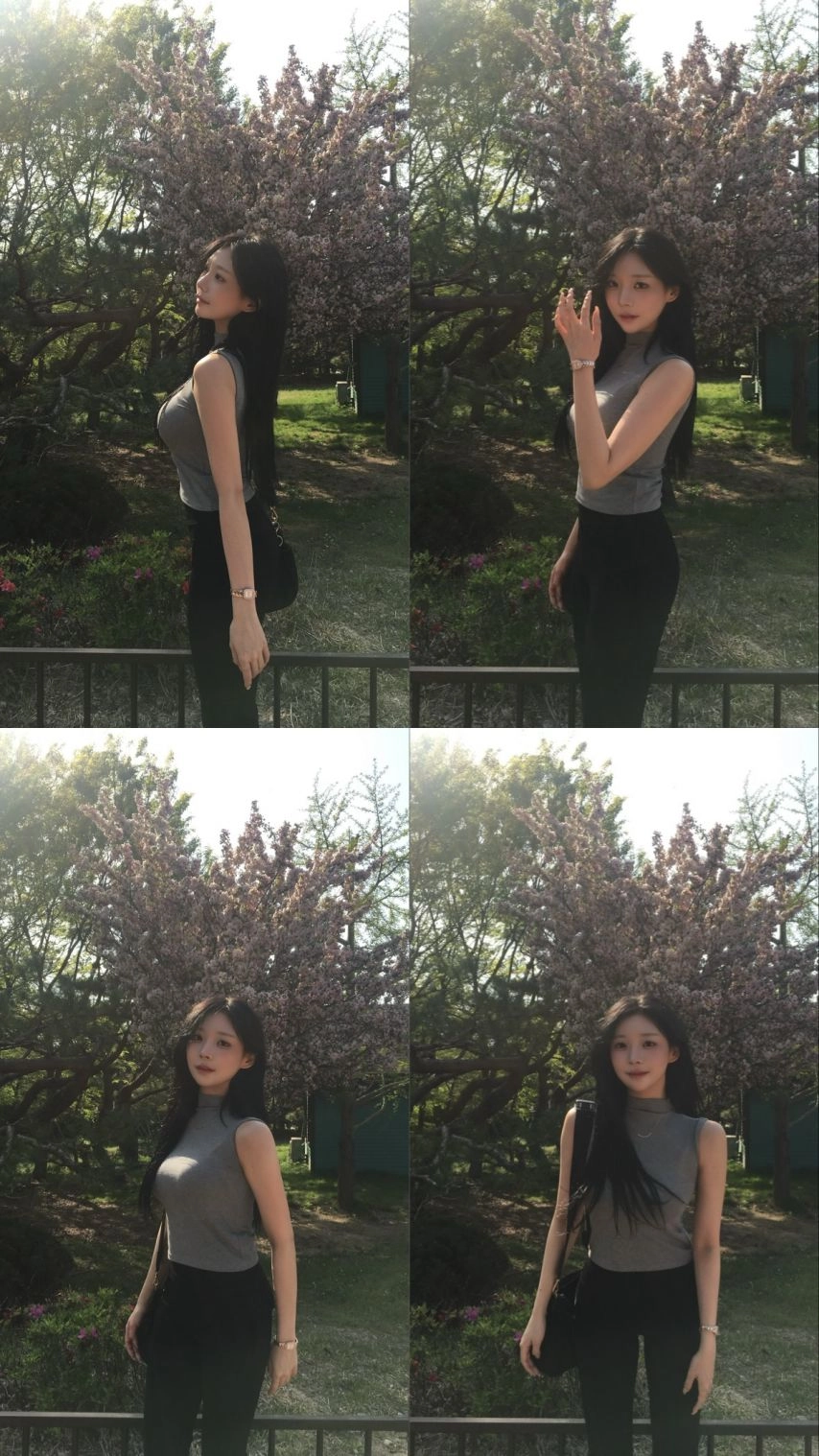 치어리더 조예린 가슴 봉긋한 회색 민소매