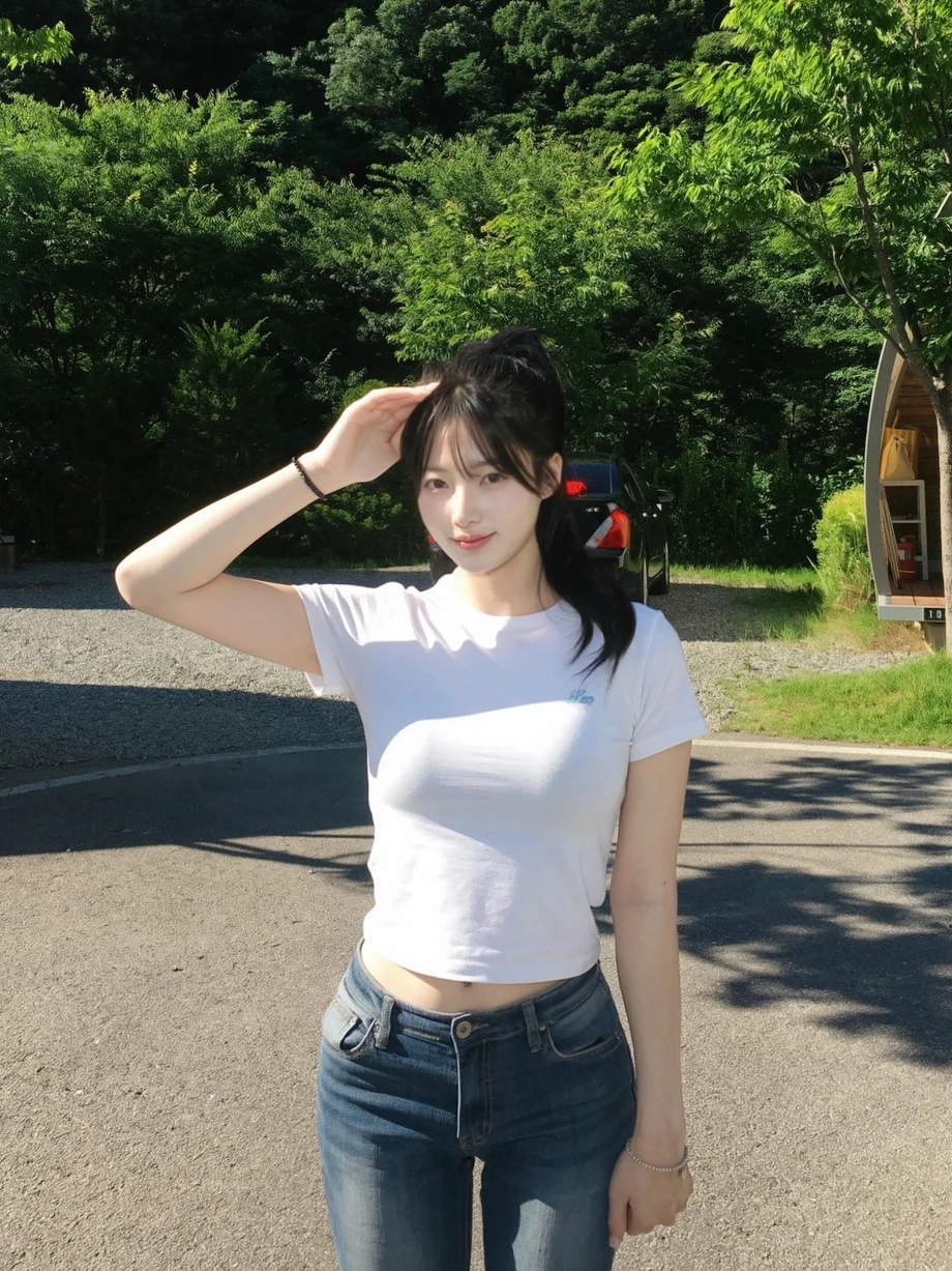 치어리더 박민서 가슴 봉긋 흰티 청바지 몸매