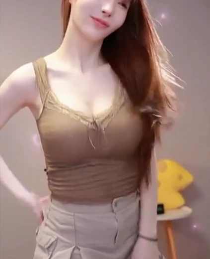 연나비 가슴골 브라운 컬러 레이스 나시