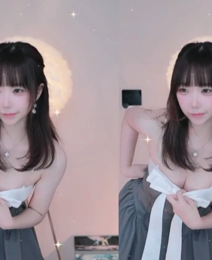 막내현진 가슴골 내려서 계엄령 댄스 리본 원피스