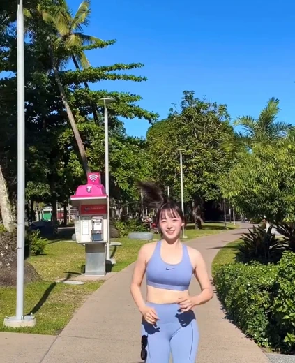 치어리더 하지원 엉벅지 런닝하는 나이키 스포츠 브라 레깅스 몸매