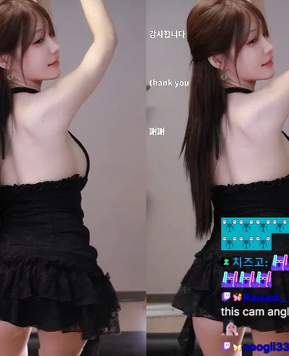 연나비 엉벅지 검정 레이스 홀터넥 은근한 사이드붑 밑캠 엉밑살